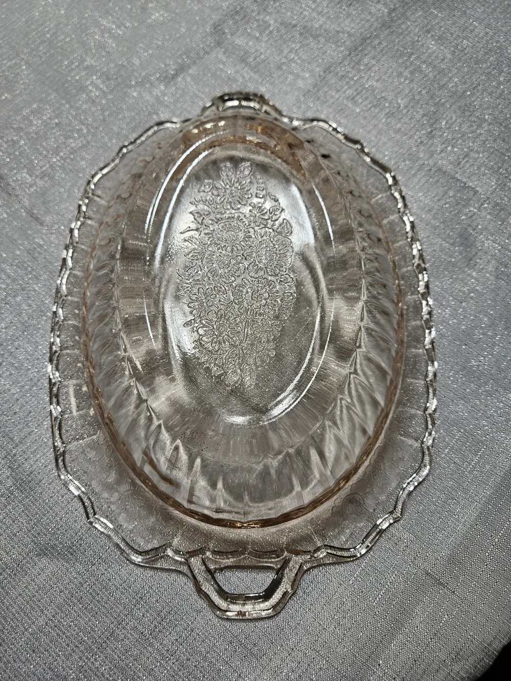 Anchor Hocking Pink Depression Glass Serving Tray with Handles